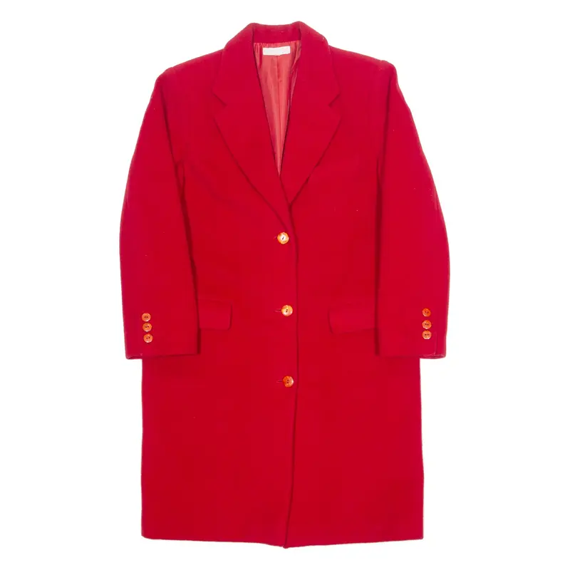 FARINA ROSA Womens Overcoat Coat Red Cashmere 90s M
