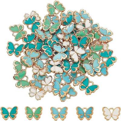 60Pcs 5 Colors Alloy Enamel Charms