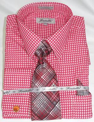 Red Colorful Men's Gingham Dress Shirt