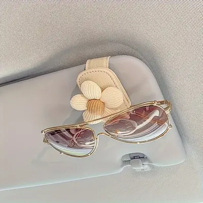 Flower Design Magnetic Glasses Clip, Car Sunshade Holder, Ticket Holder, Exquisite and Compact, Easy Installation, for Women ...