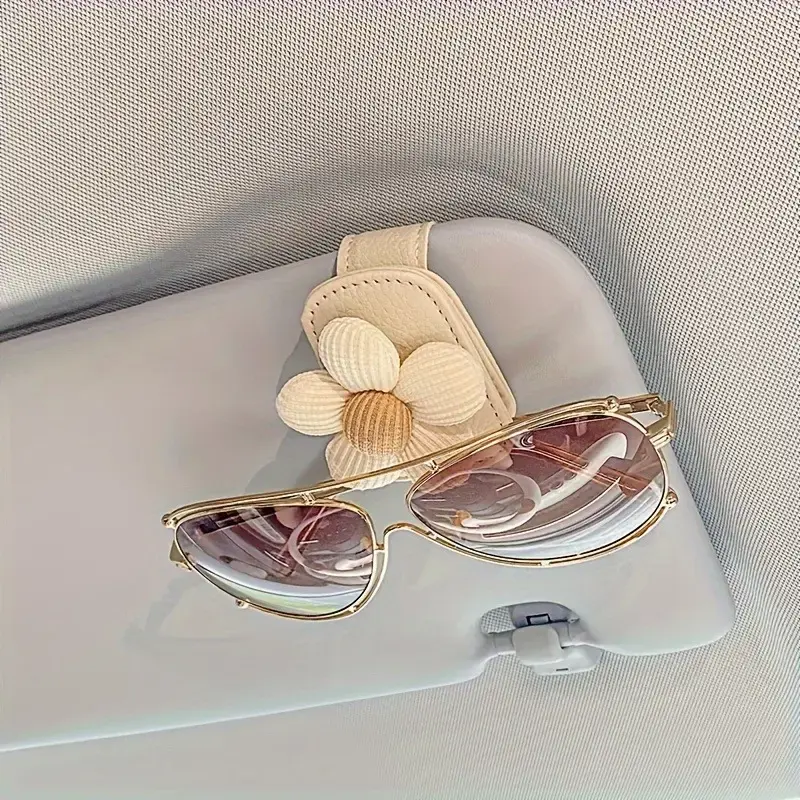Flower Design Magnetic Glasses Clip, Car Sunshade Holder, Ticket Holder, Exquisite and Compact, Easy Installation, for Women ...