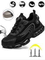 Men's Casual Low Top Black Work Shoes, Steel Toe Boots, Shoes for Men, Breathable Comfortable Anti-smash and Anti-puncture Sh...