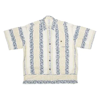 Mens Shirt Cream Floral 2XL