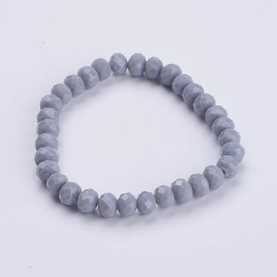 Opaque Solid Color Crystal Glass Beaded Stretch Bracelets