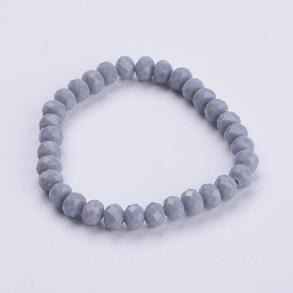 Opaque Solid Color Crystal Glass Beaded Stretch Bracelets