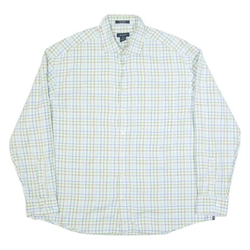 GANT Ohio Oxford Mens Shirt Blue Check Long Sleeve 2XL