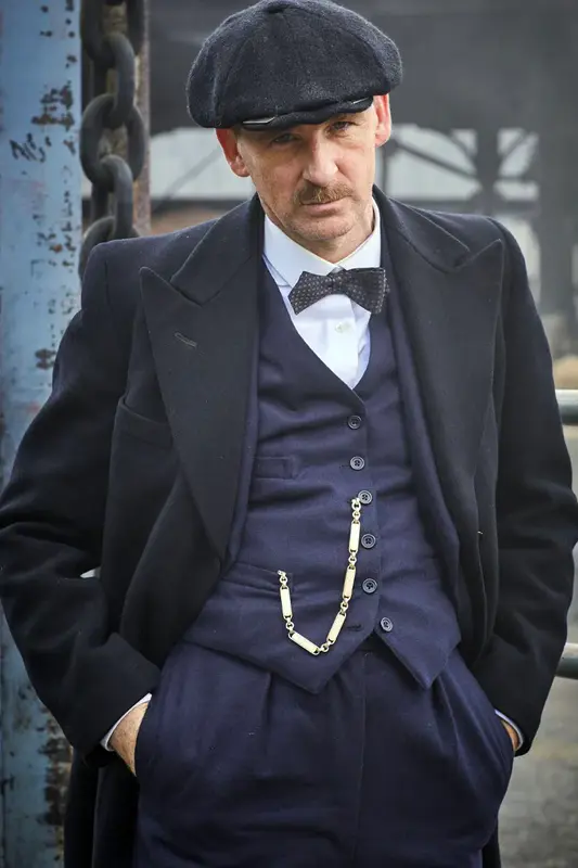 John Shelby Suit - John Shelby Suit Outfit - Mens Peaky Blinders Costume Arthur Shelby Vested Navy Suit with Black Overcoat &...