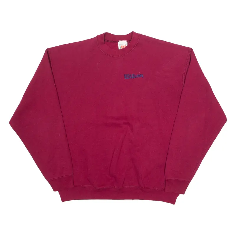 WILSON Mens Sweatshirt Maroon Crew Neck 90s XL