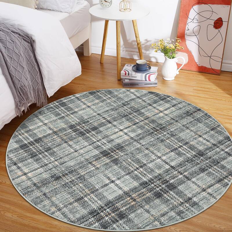 Garvee Modern Plaid Area Rug Washable Soft Non-Slip Low Pile Carpet for Living Room Bedroom Nursery Dining Room Office, Class...