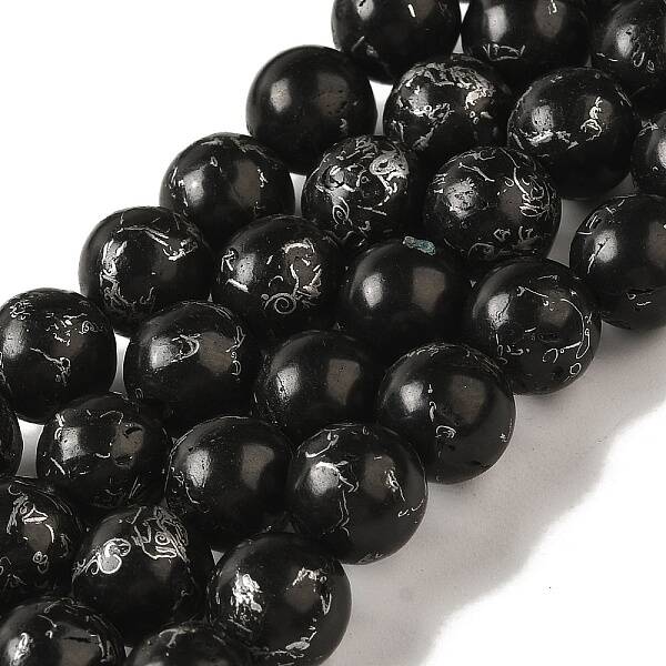 Synthetic Silver Line Coal Quartz Beads Strands