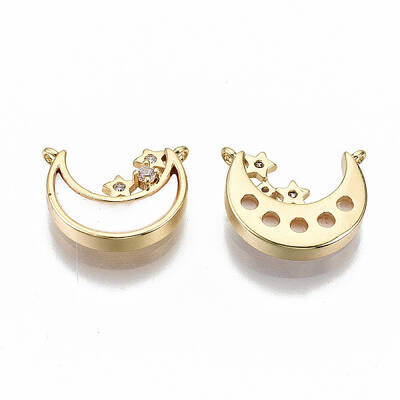 Brass Micro Pave Clear Cubic Zirconia Charms