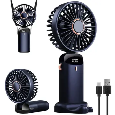 3 IN 1 Hand Fan & 4000mAh Portable Fan,Mini, FoldableUSB Rechargeable, ldeal for Travel & Outdoor and Summer