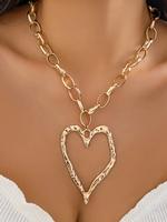 Fashionable Heart Design Necklace for Women & Girls, Fashion Gifts for Her, Texture Metal Necklace for Party, Daily Clothing ...