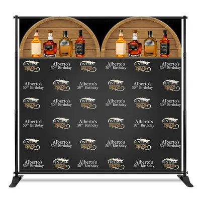 Aperturee Custom Wine Cabinet Step And Repeat Birthday Backdrop, 4X8FT(1.2X2.5M), 42 USD, step and repeat backdrops, CF1_DZCJ...