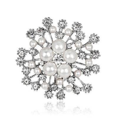 Flower Alloy Rhinestone Brooches for Women
