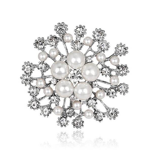 Flower Alloy Rhinestone Brooches for Women