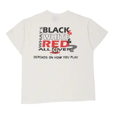 Single Stitch Made in USA Black White Red No Fear Graphic T-Shirt - XL White Cotton | Size: x-large