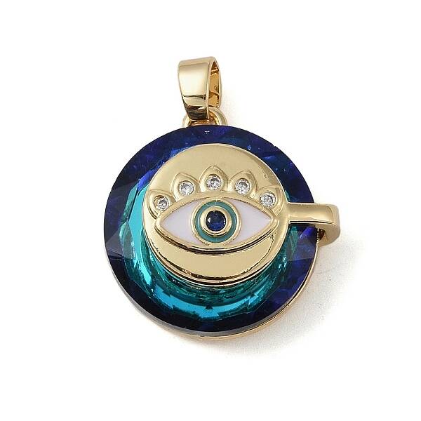 Brass Micro Pave Cubic Zirconia with Glass Pendents