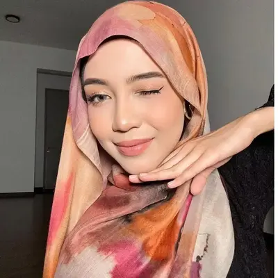 Watercolour Floral  Printed Hijab (MH103)