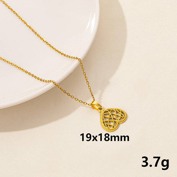 Vintage Stainless Steel Heart Pendant Lock Collarbone Chain Necklace for Women