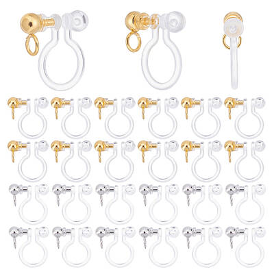 1 Set Transparent U Type Alloy Ear Clip Painless Prevent Allergy Resin Ear Clip Mixed Color Earring Components for Jewelry Ma...