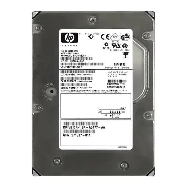 3R-A5177-AA HP 18.2GB Ultra-160 SCSI 10000 3.5-inch Hard Drive