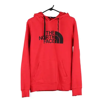 The North Face Spellout Hoodie - Small Red Cotton Blend