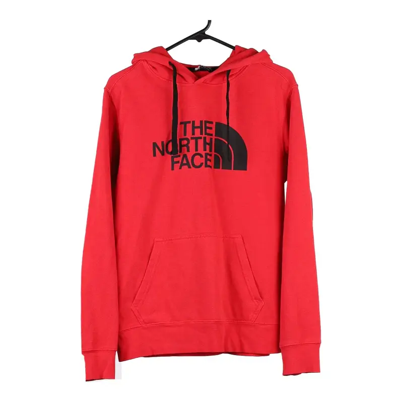The North Face Spellout Hoodie - Small Red Cotton Blend