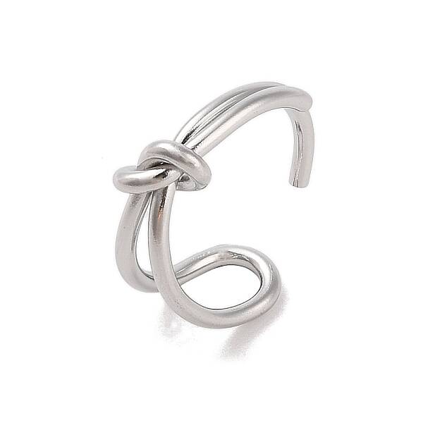Non-Tarnish Simple Knotted 304 Stainless Steel Open Cuff Ring for Women Men