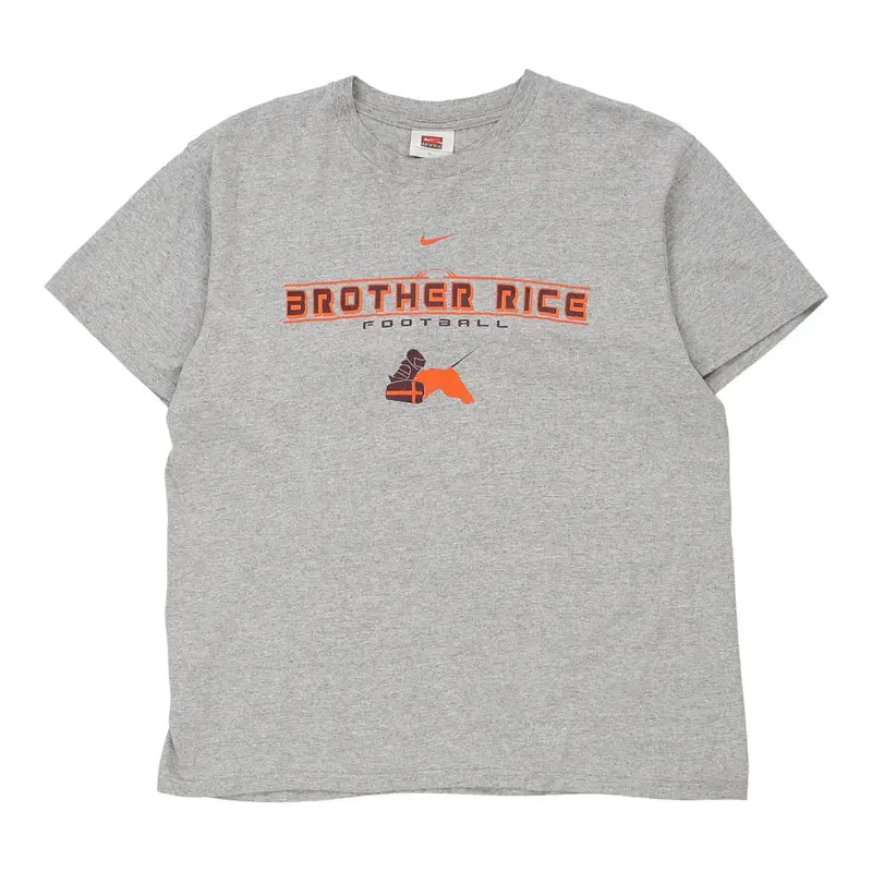 Brother Rice Football Nike Graphic T-Shirt - Medium Grey Cotton