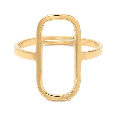 Ion Plating(IP) 304 Stainless Steel Hollow Rectangle Adjustable Ring for Women