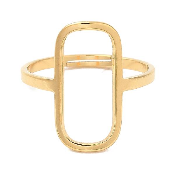 Ion Plating(IP) 304 Stainless Steel Hollow Rectangle Adjustable Ring for Women