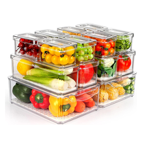 AISOON 14 Pack Fridge Organizer, Stackable Refrigerator Organizer Bins with Lids, BPA-Free Produce Fruit Storage Containers f...