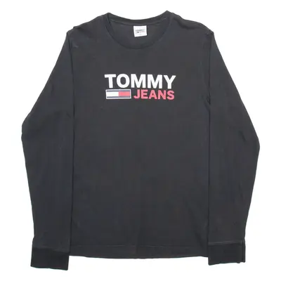 TOMMY HILFIGER Mens T-Shirt Black Long Sleeve S