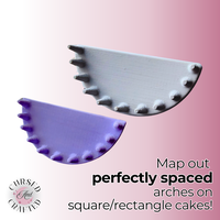 Cursed and Crafted Precision Cake Arch Guide Tool for SQUARE AND RECTANGULAR CAKES- Evenly spaces and aligns piping designs!