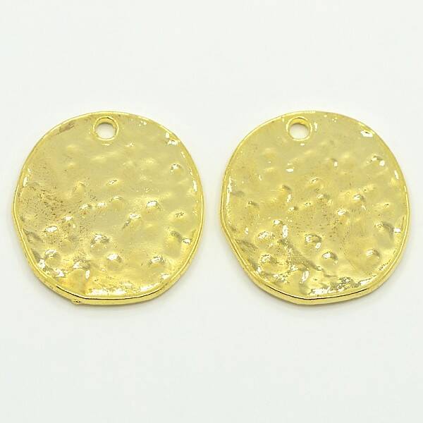Alloy Blank Flat Round Hammered Pendants