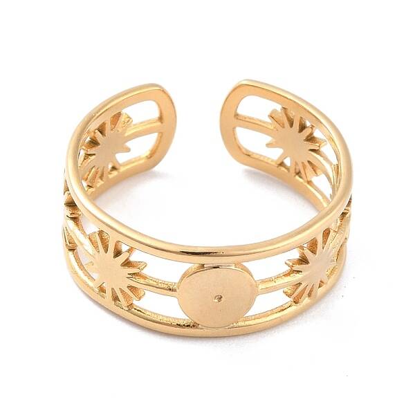 Ion Plating(IP) 304 Stainless Steel Sun Open Cuff Ring for Women