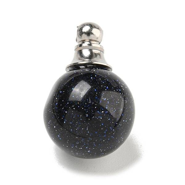 Synthetic Blue Goldstone Perfume Bottle Pendants