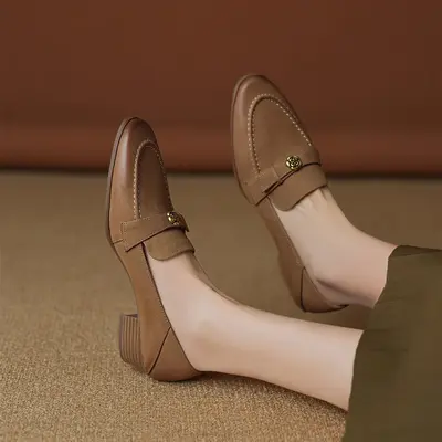 CHIKO Beckett Round Toe Block Heels Loafers Shoes