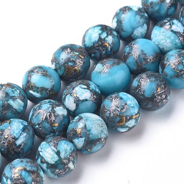 Assembled Synthetic Silver Line Turquoise Beads Strands