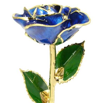 24k Gold Trimmed Rose: 11 Dark Blue Rose