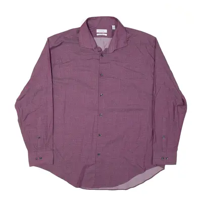 CALVIN KLEIN Slim Fit Shirt Maroon Spotted Long Sleeve Mens XL