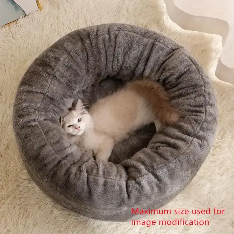 Round Plush Soft & Warm Pet Bed, Winter Dog Cat Bed, Cozy Pet Nest, Pet Supplies, Winter Cat Bed Cat Cando, Cat Furniture, Ca...