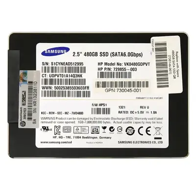 729855-003 HP 480GB Multi-Level Cell SATA 6Gb/s 2.5-Inch Solid State Drive