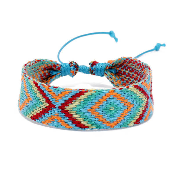 Cotton Braided Rhombus Cord Bracelet with Wax Ropes