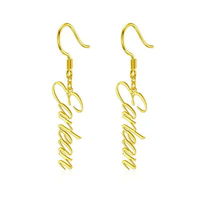 10K Gold Personalized Classic Name Drop Earrings