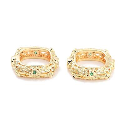 Brass Micro Pave Green Cubic Zircon Spacer Beads