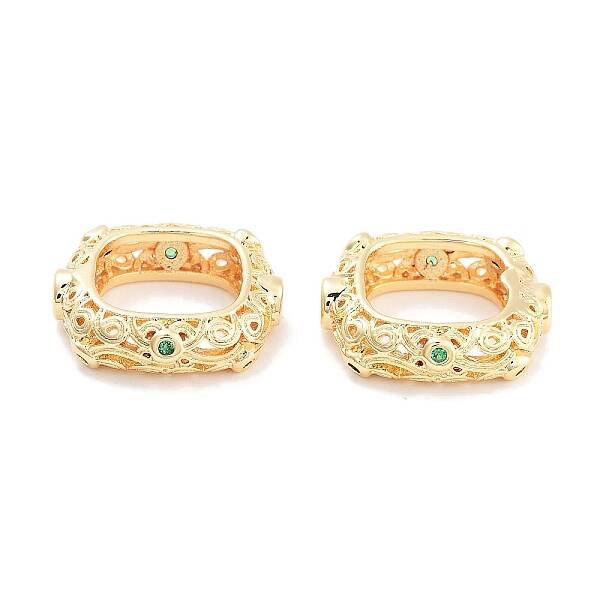 Brass Micro Pave Green Cubic Zircon Spacer Beads