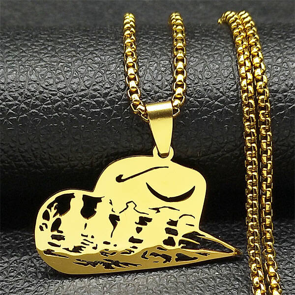 304 Stainless Steel Hollow Cut Cowboy Hat Pendant Necklaces