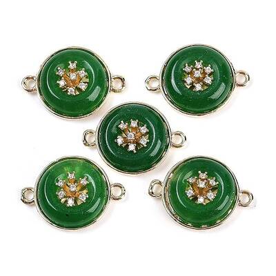 Dyed Natural White Jade Flat Round Links